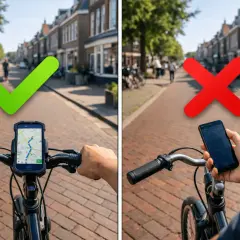 Fietsen met navigatie op de fiets is prima, maar een boete busbaan krijg je als je je telefoon in je hand houdt.