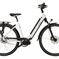 Witte Huyser hybride fiets, ideaal voor de ANWB fiets test. Met bagagedrager en verlichting.