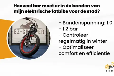 Optimale bandenspanning elektrische fiets: 1.0-1.2 bar. Controleer regelmatig voor comfort en efficiëntie, zeker in de winter.