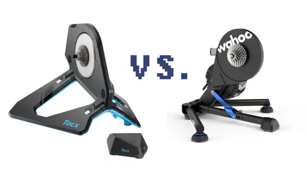Tacx Neo 2 vs 2T: Twee indoor fietstrainers, de Tacx Neo 2 en de Wahoo Kickr, staan tegenover elkaar.