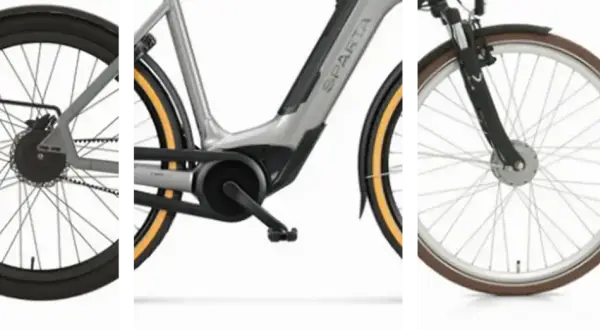 De Sparta e-bike toont de aandrijving: een middenmotor bij de trapas of een voorwielmotor.