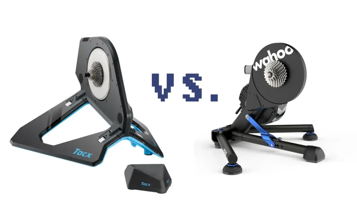 Tacx Neo 2 vs 2T: Twee indoor fietstrainers, de Tacx Neo 2 en de Wahoo Kickr, staan tegenover elkaar.
