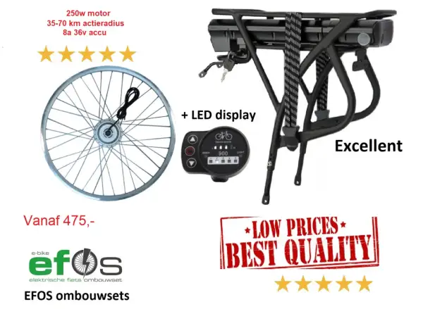 Maak je gewone fiets elektrisch met deze ombouwset: 250w motor, 35-70km actieradius, LED display. Lage prijs, beste kwaliteit!