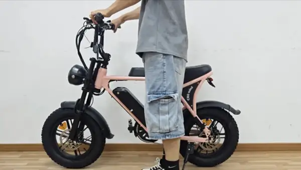 Een roze fatbike met dikke banden, een stoere retro koplamp en een uitneembare accu. Dit is wat een fatbike is: een elektrische fiets met een robuust design.