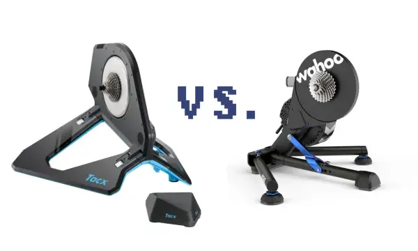 Tacx Neo 2 vs 2T: Twee indoor fietstrainers, de Tacx Neo 2 en de Wahoo Kickr, staan tegenover elkaar.